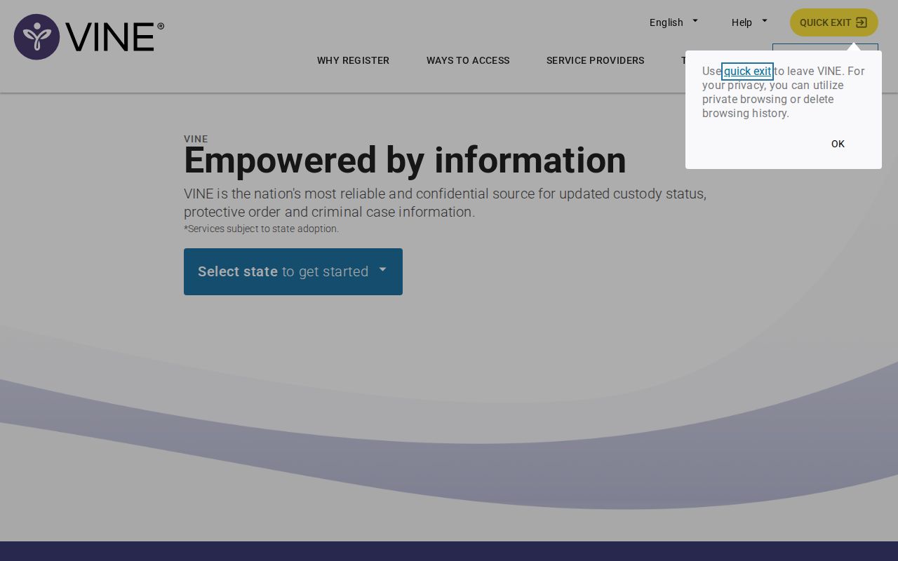 Tensas Parish VINE inmate check and VINELink notification entry