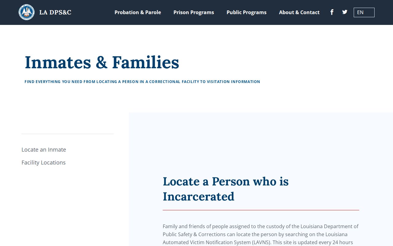 Louisiana DPS&C release lookup instructions for Tensas Parish released inmates