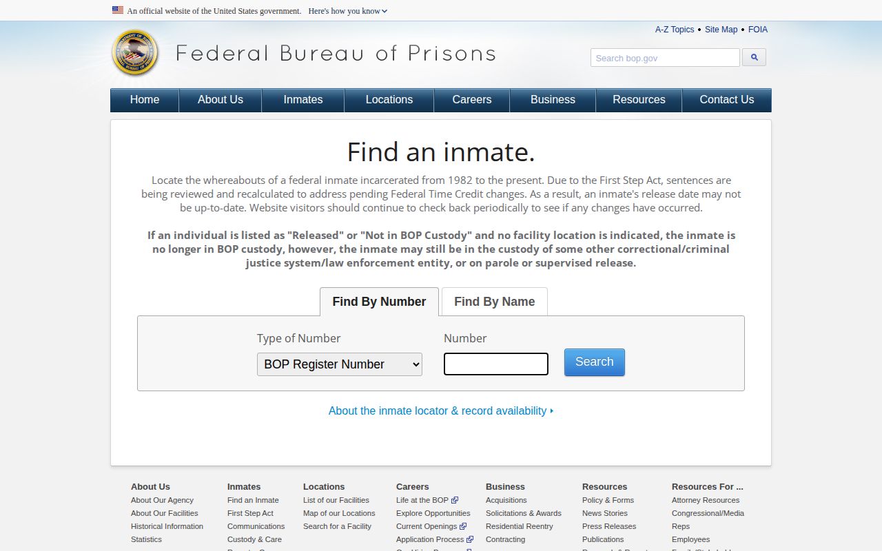 Federal release locator for a person transferred from Tensas Parish