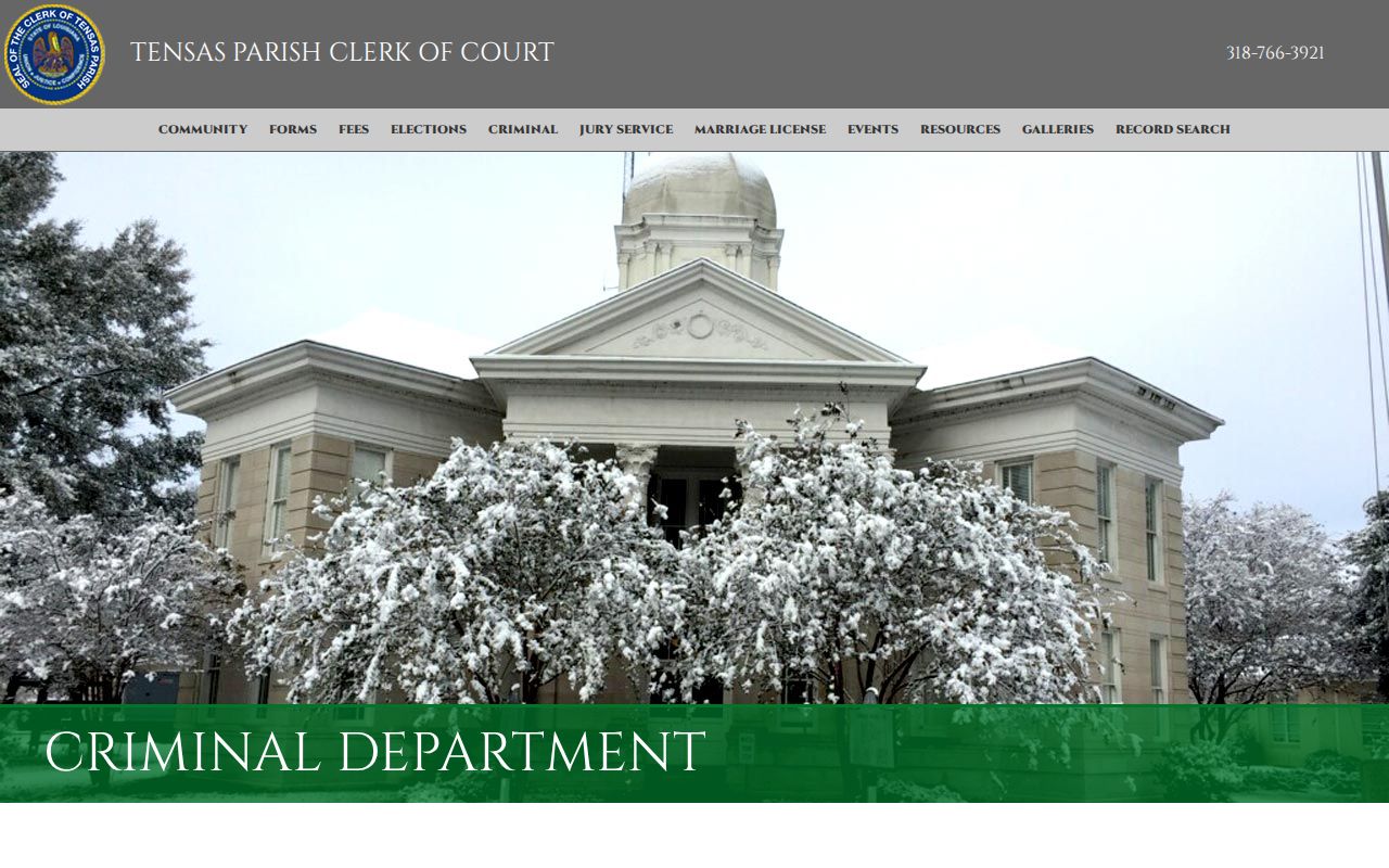 Tensas Parish criminal court release record information