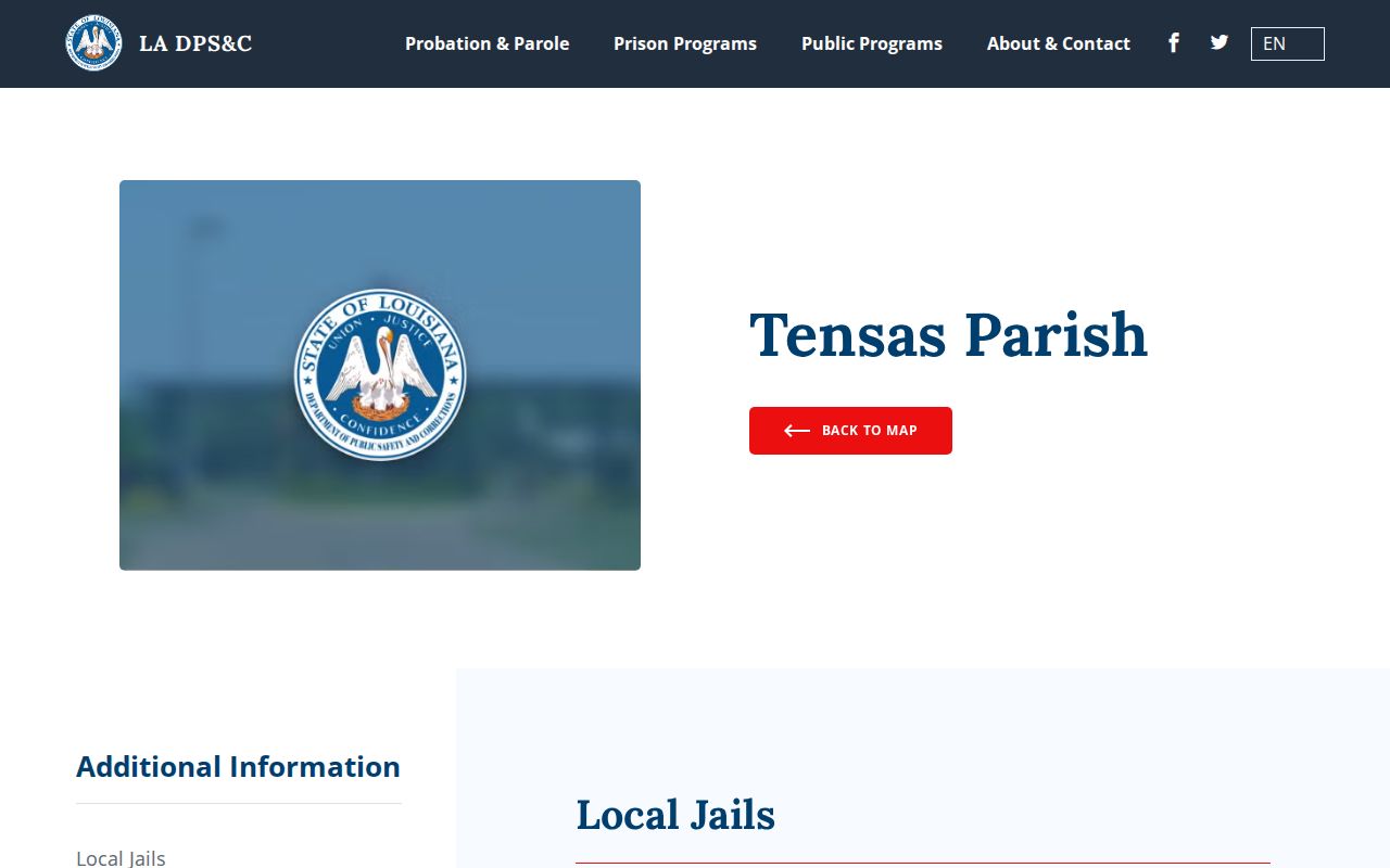 Tensas Parish Detention Center release records contact directory